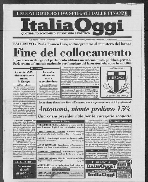 Italia oggi : quotidiano di economia finanza e politica